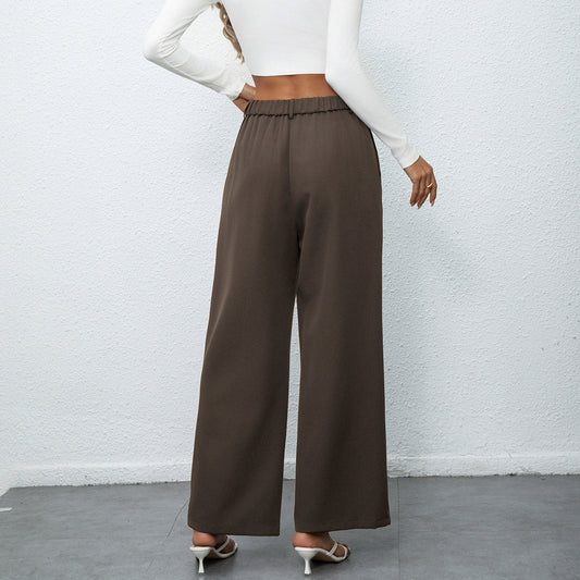 Women's Fashionable And Elegant Casual Button Wide Leg Suit Pants - PratSN