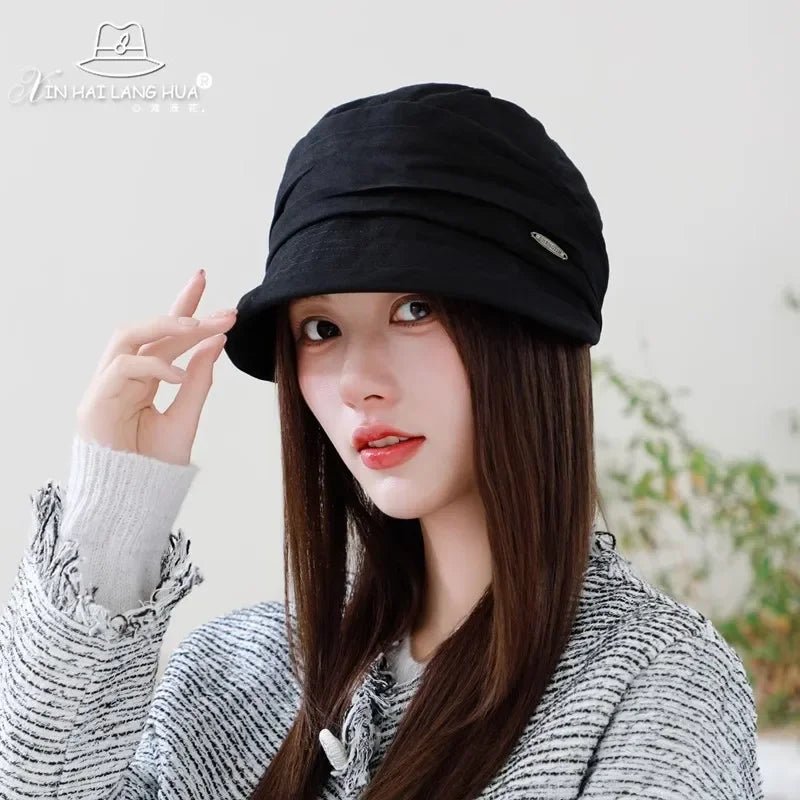 Women's Fashionable Cotton Linen Beret Hat Octagonal Fisherman Cap Spring Summer Casual All Match Bucket Hat Winter Hat - PratSN