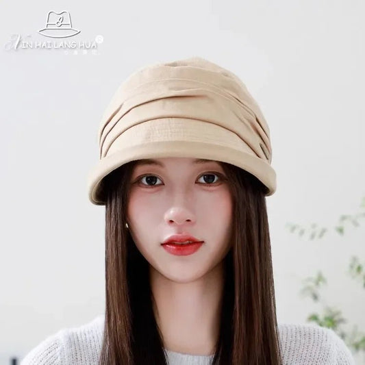 Women's Fashionable Cotton Linen Beret Hat Octagonal Fisherman Cap Spring Summer Casual All Match Bucket Hat Winter Hat - PratSN