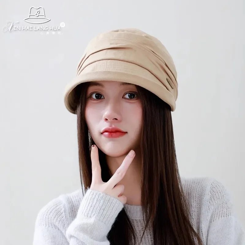 Women's Fashionable Cotton Linen Beret Hat Octagonal Fisherman Cap Spring Summer Casual All Match Bucket Hat Winter Hat - PratSN