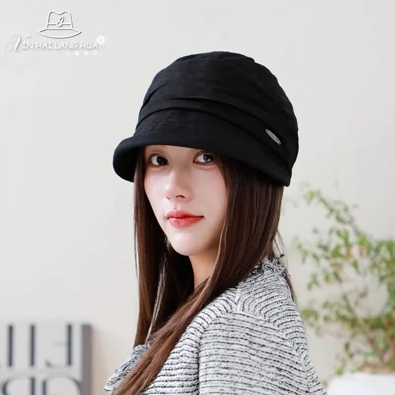 Women's Fashionable Cotton Linen Beret Hat Octagonal Fisherman Cap Spring Summer Casual All Match Bucket Hat Winter Hat - PratSN