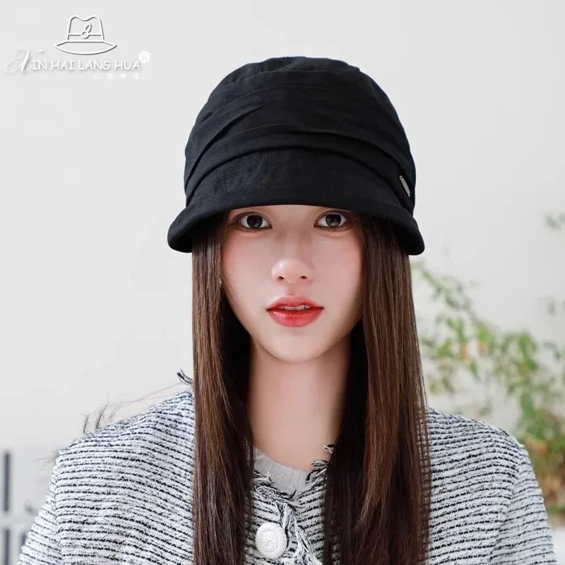 Women's Fashionable Cotton Linen Beret Hat Octagonal Fisherman Cap Spring Summer Casual All Match Bucket Hat Winter Hat - PratSN