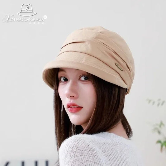Women's Fashionable Cotton Linen Beret Hat Octagonal Fisherman Cap Spring Summer Casual All Match Bucket Hat Winter Hat - PratSN