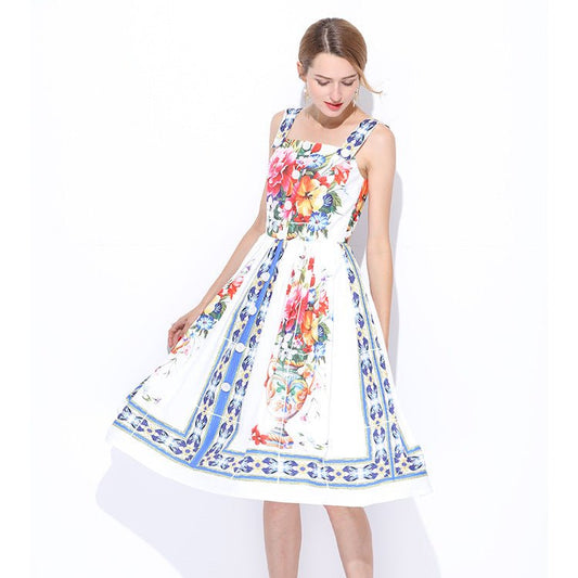 Women's Fashionable Temperament Printed Sleeveless Dress - PratSN