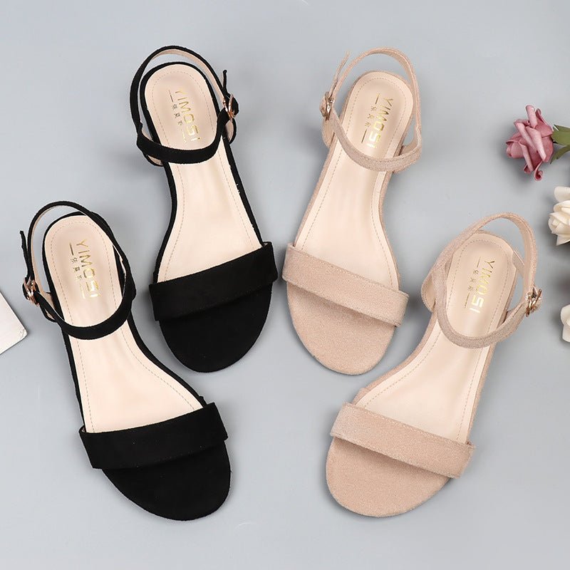 Women's Flat Black Plus Size 42 Roman Strap - PratSN