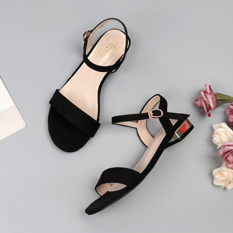 Women's Flat Black Plus Size 42 Roman Strap - PratSN