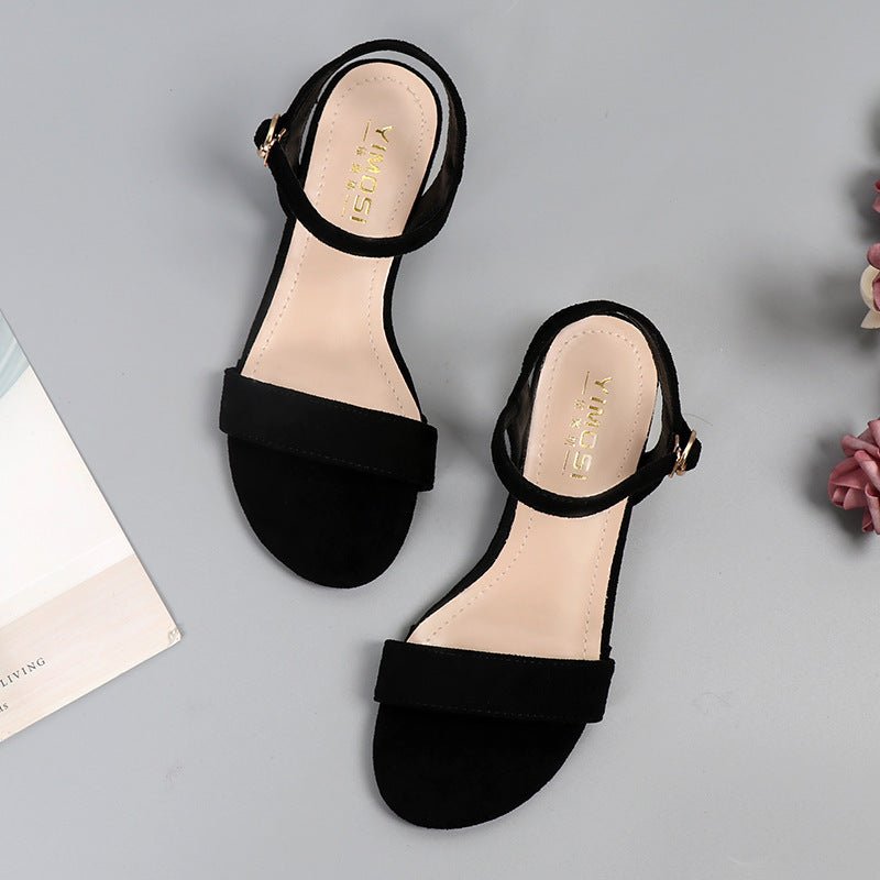 Women's Flat Black Plus Size 42 Roman Strap - PratSN