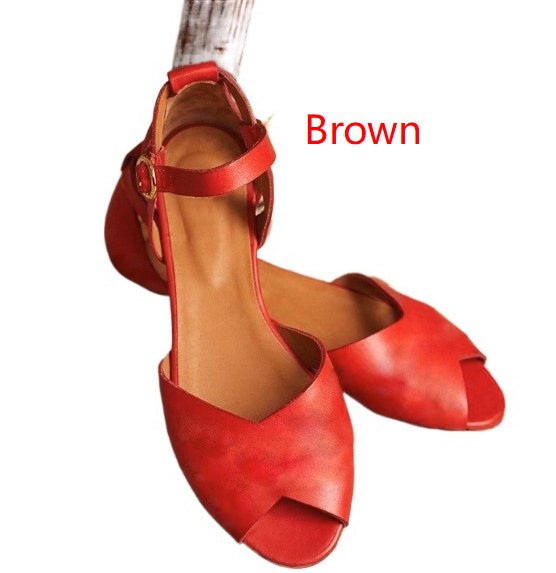 Women's Flat Leather Sandals - PratSN