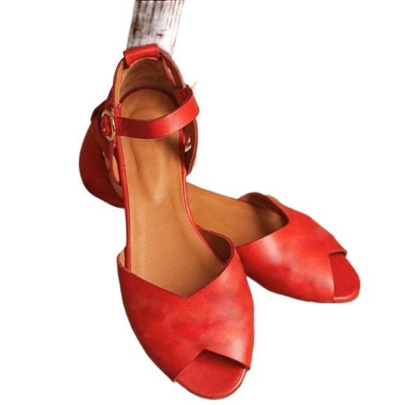Women's Flat Leather Sandals - PratSN
