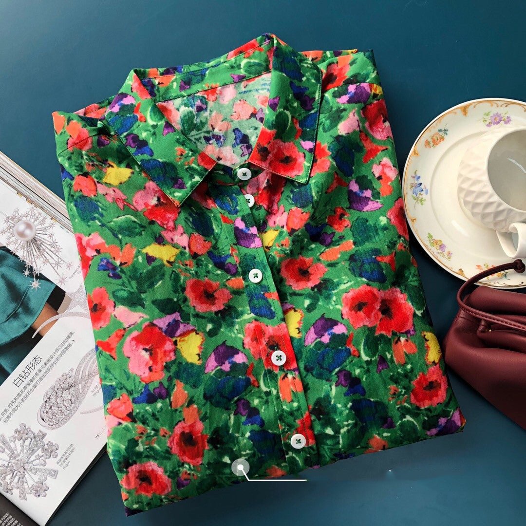Women's Floral Long Sleeve Shirt - PratSN