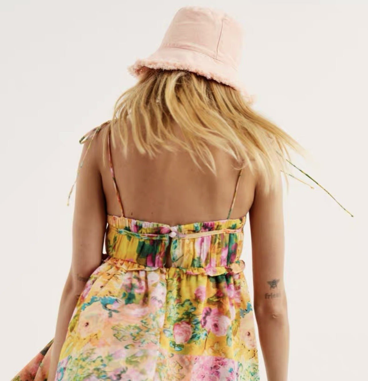 Women's Flowers Print Suspender Dress Summer Fashion Ruffled Holiday Beach Short Dresses - PratSN