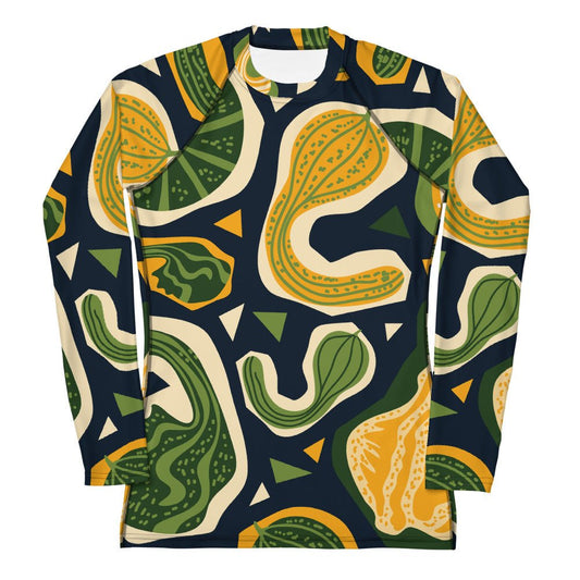 Women's green and yellow abstract Rash Guard - PratSN