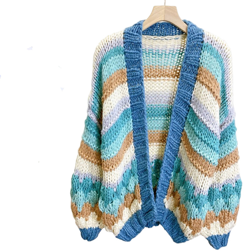 Women's Hand - woven Knitting Needle Sweater Outer Wear Cardigan - PratSN