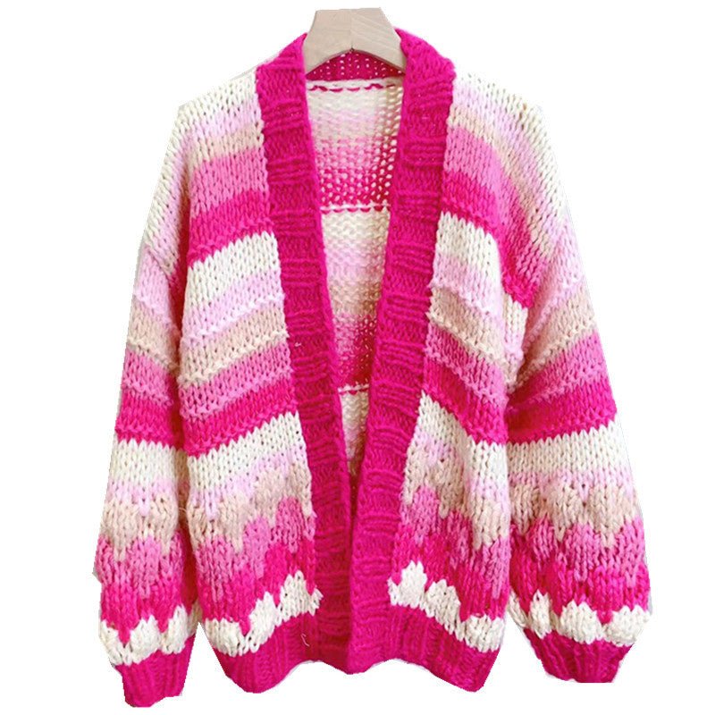 Women's Hand - woven Knitting Needle Sweater Outer Wear Cardigan - PratSN