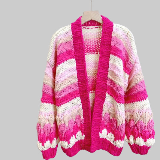 Women's Hand - woven Knitting Needle Sweater Outer Wear Cardigan - PratSN