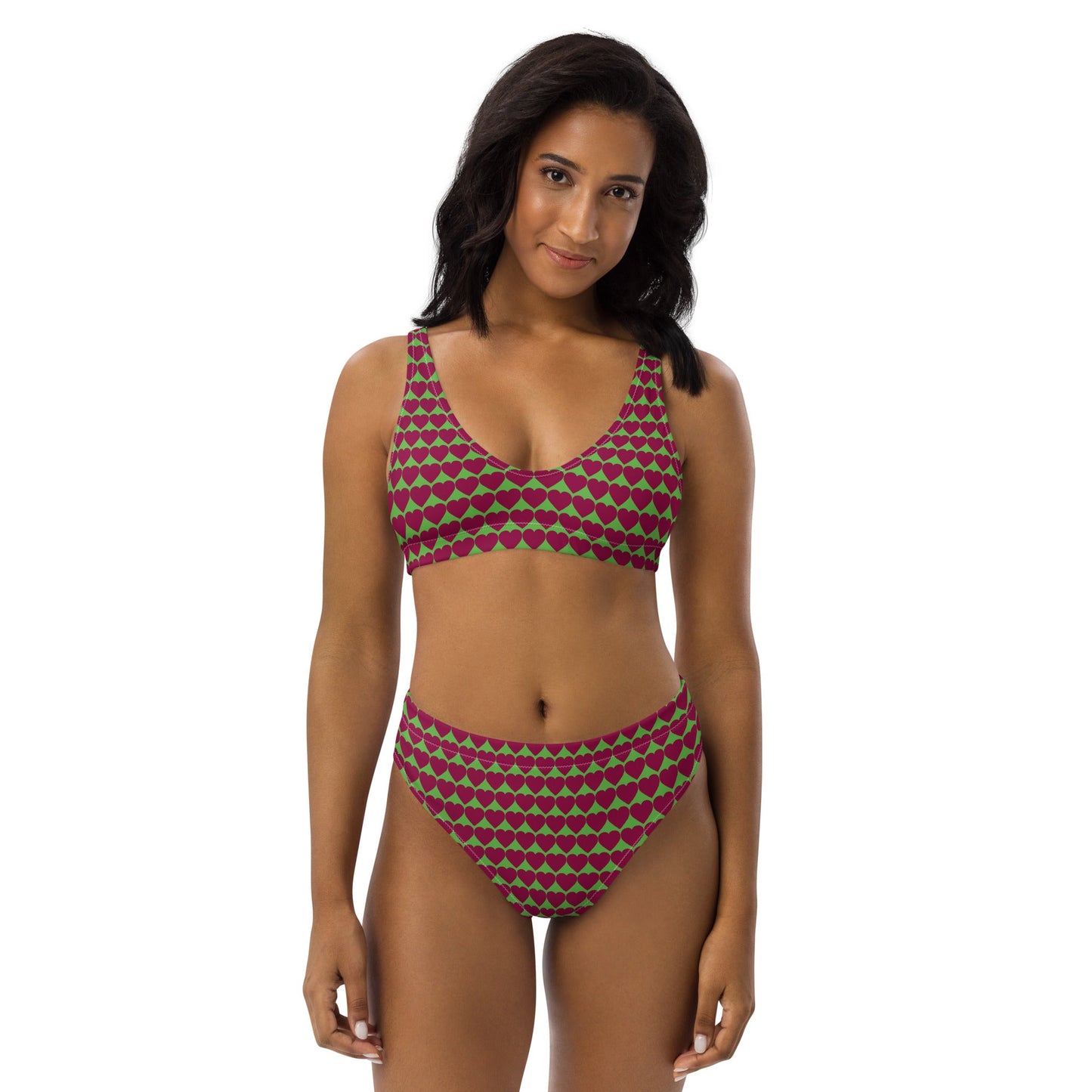 Women's heart print high - waisted bikini - PratSN