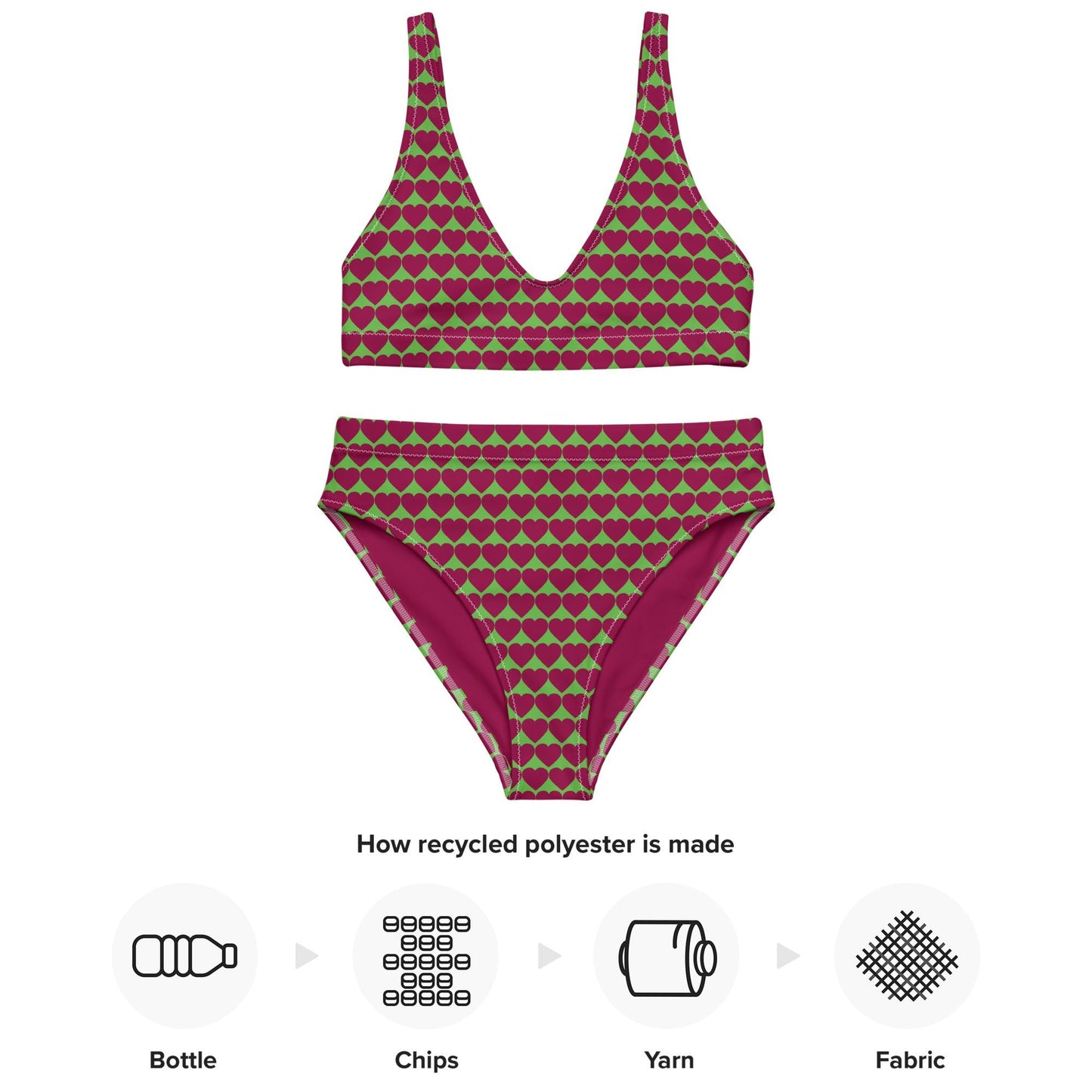 Women's heart print high - waisted bikini - PratSN