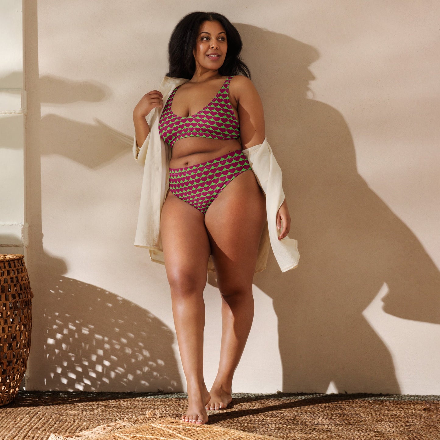 Women's heart print high - waisted bikini - PratSN