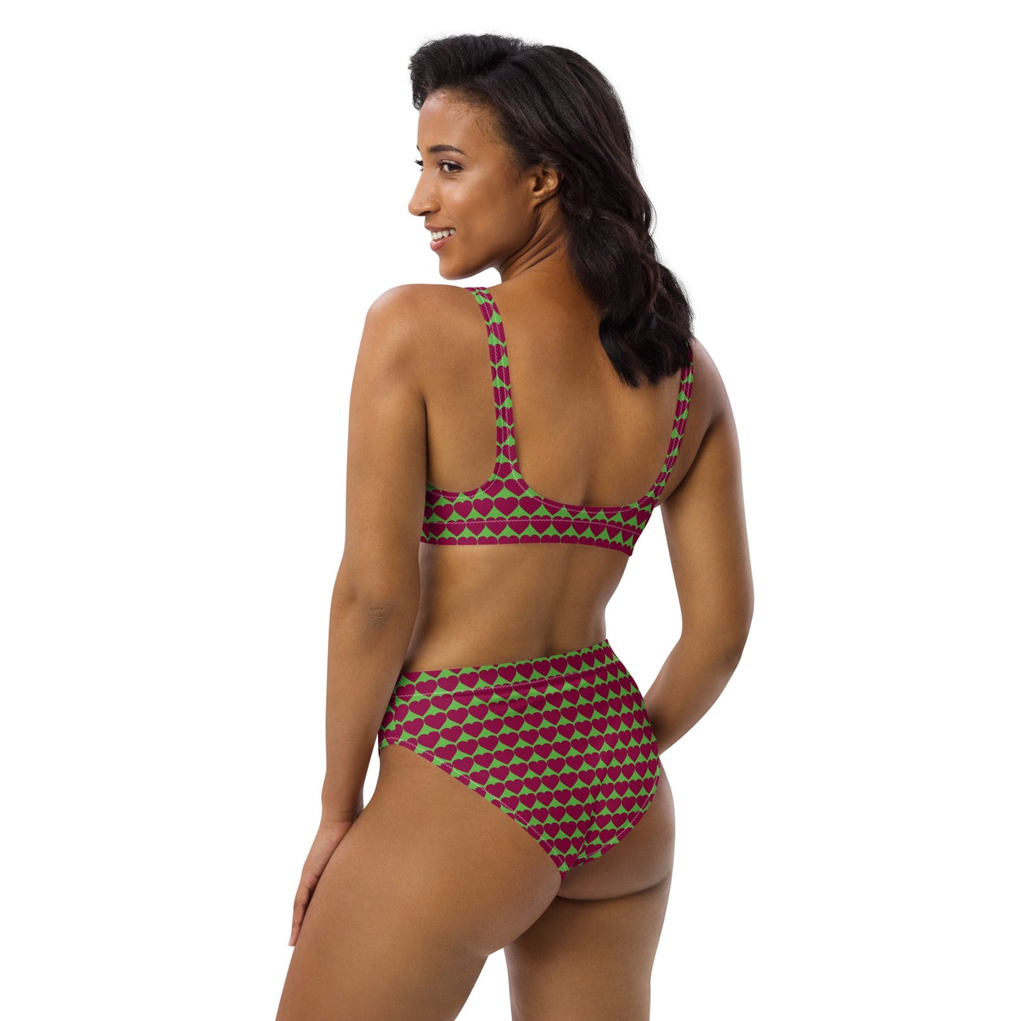 Women's heart print high - waisted bikini - PratSN