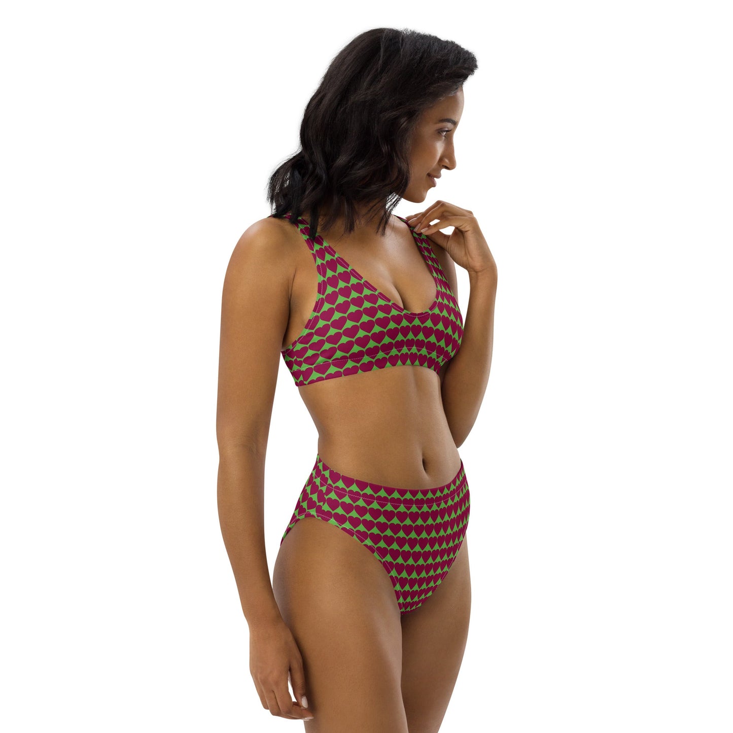 Women's heart print high - waisted bikini - PratSN
