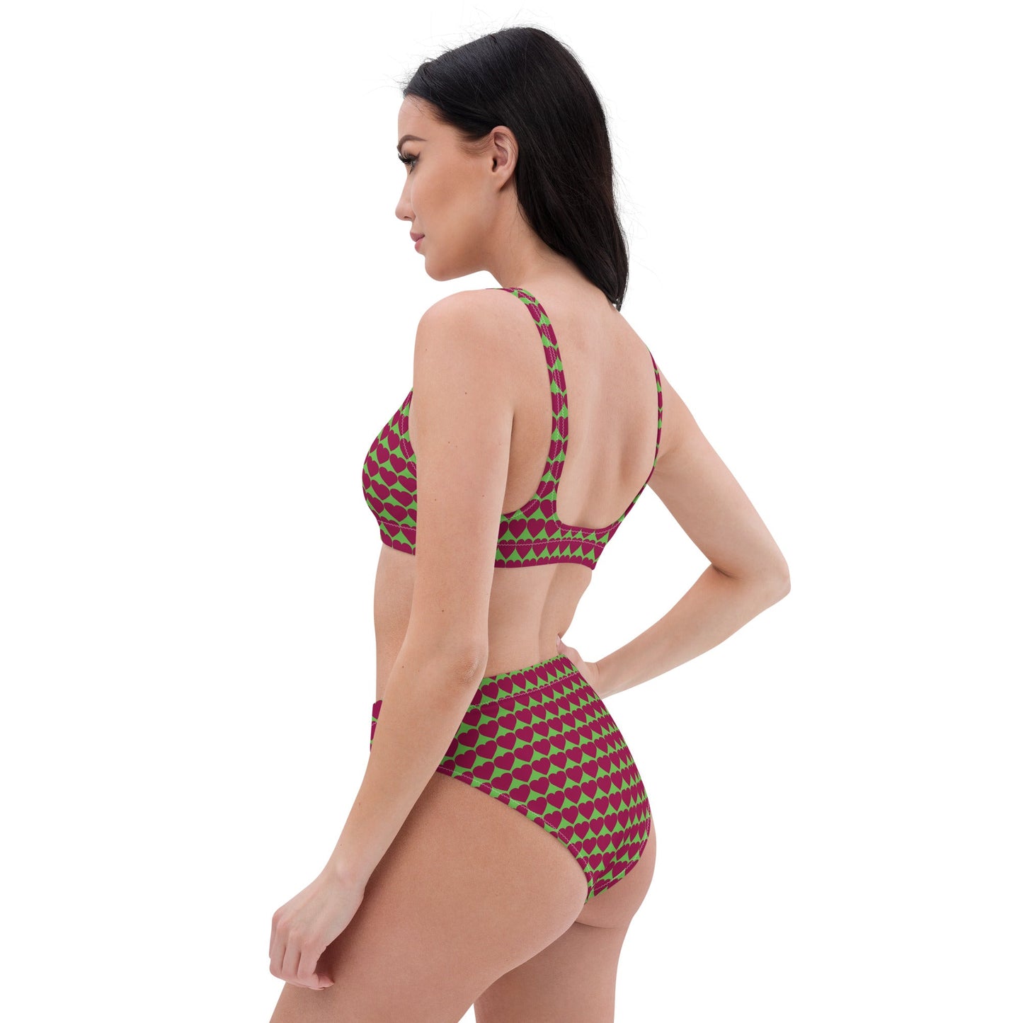 Women's heart print high - waisted bikini - PratSN