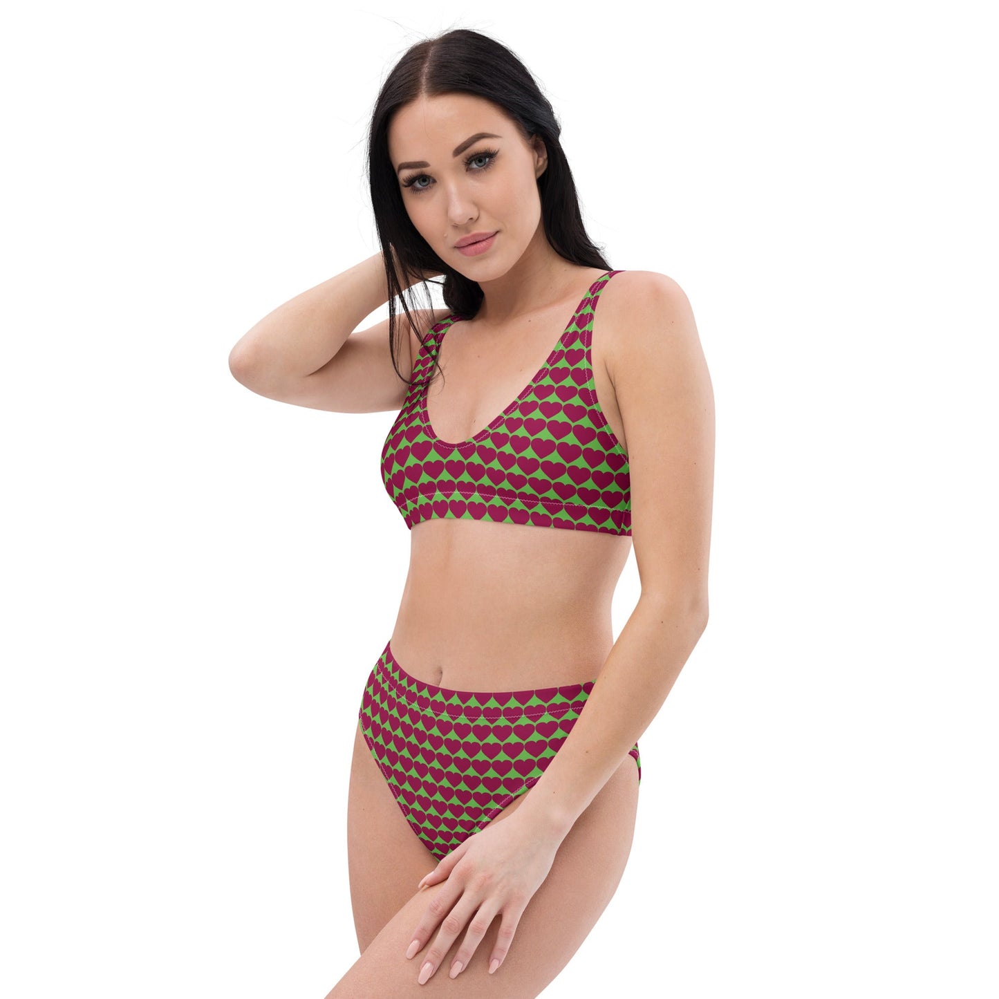 Women's heart print high - waisted bikini - PratSN
