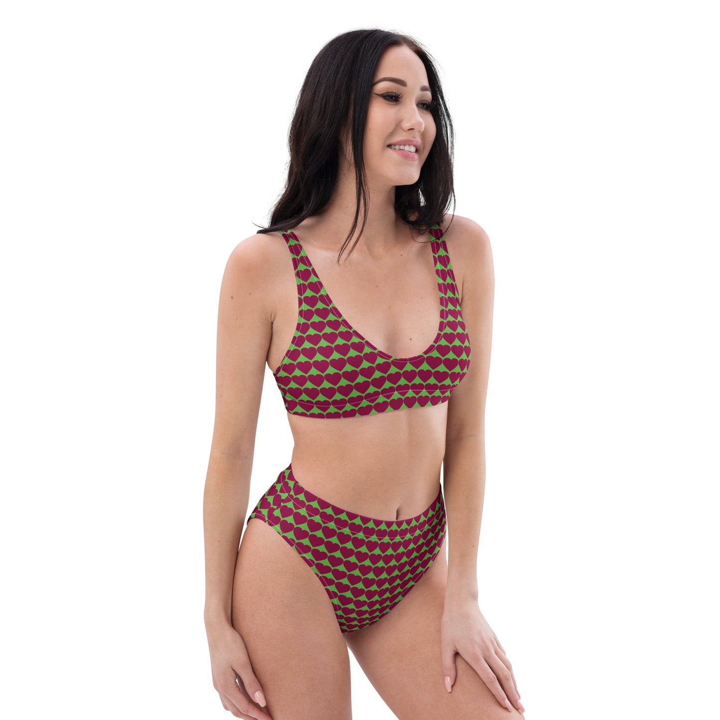 Women's heart print high - waisted bikini - PratSN