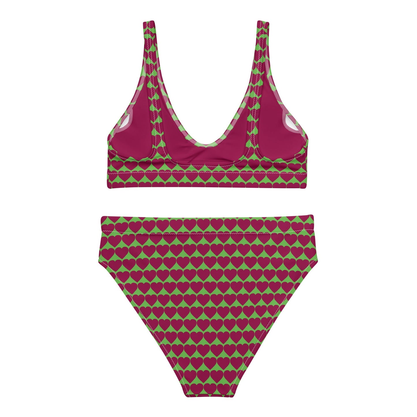 Women's heart print high - waisted bikini - PratSN