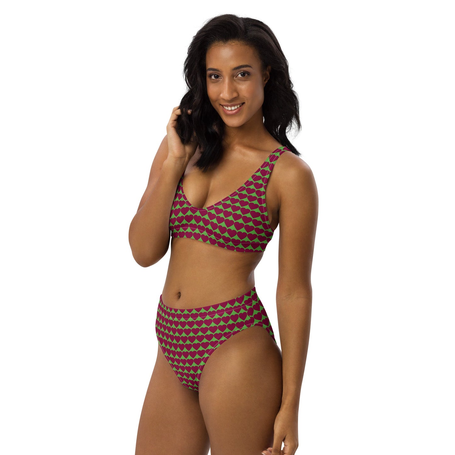Women's heart print high - waisted bikini - PratSN