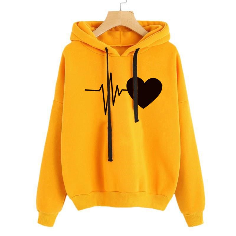 Women's Heart Print Streetwear Hoodies Women's Sweatshirt Spring Autumn Long Sleeve - PratSN