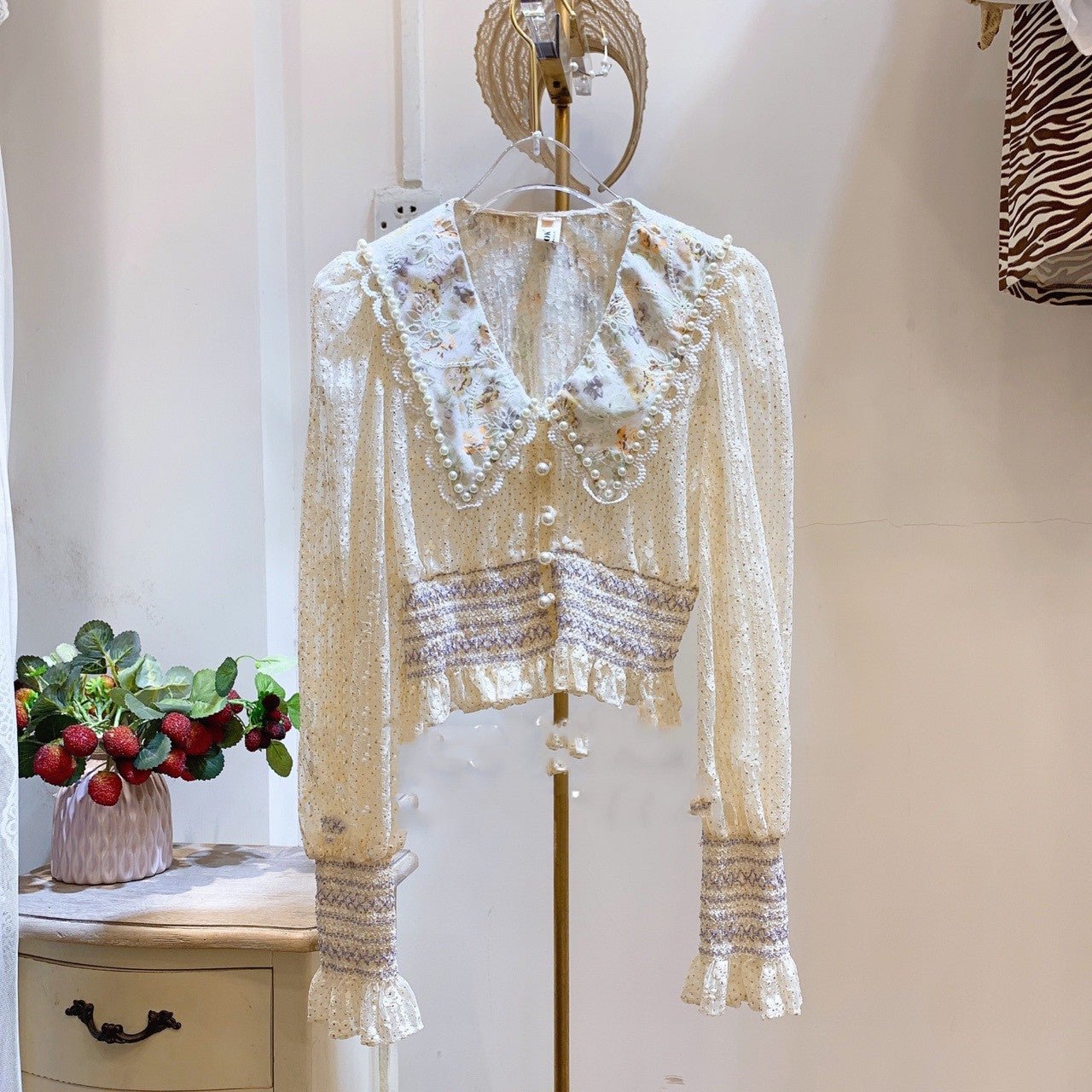 Women's Heavy industry beaded lace shirt - PratSN