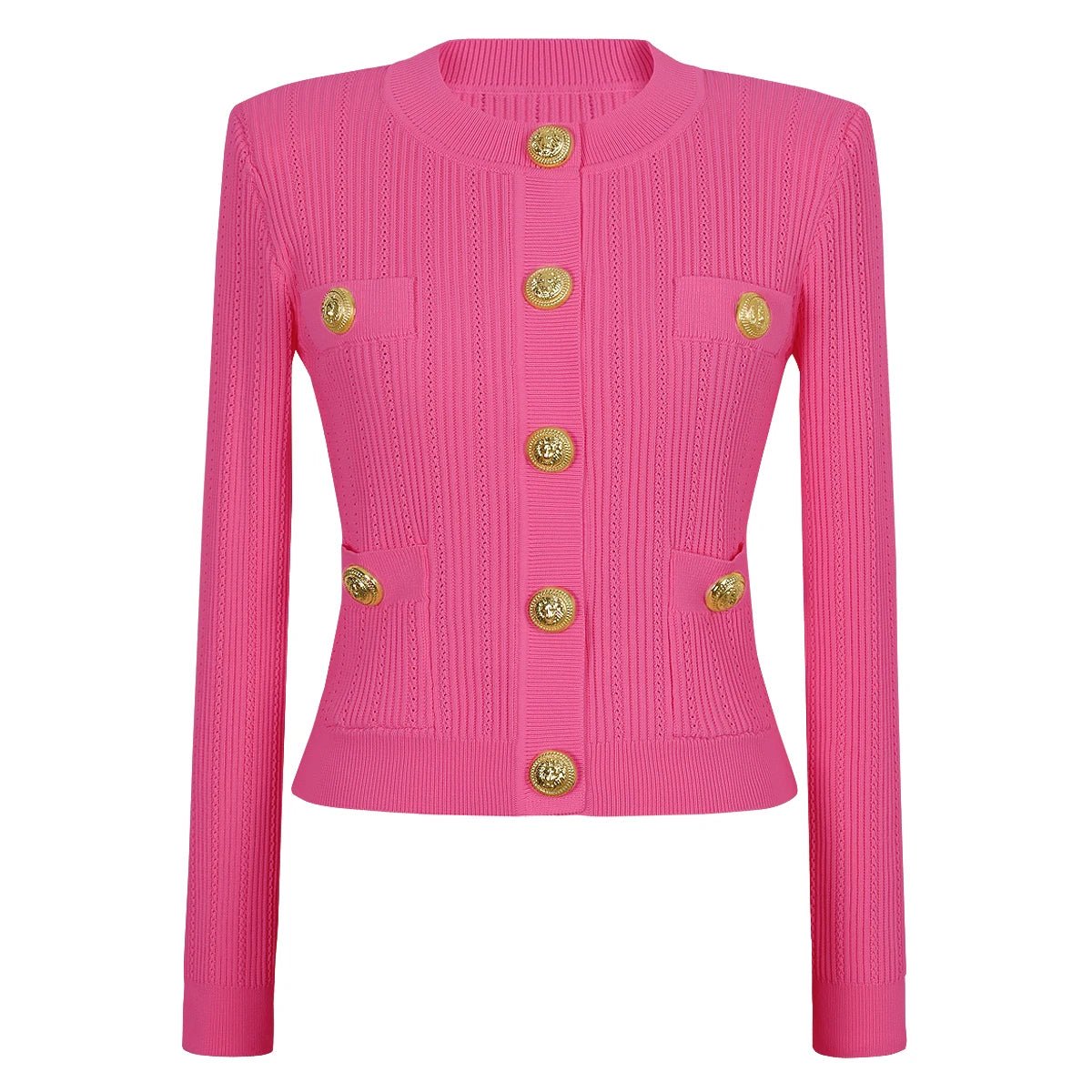 Women's High Quality Elastic Knitted New Round Neck Pocket Long Sleeved Cardigan Slim Fit Curved Short Skirt Casual Women's Set - PratSN