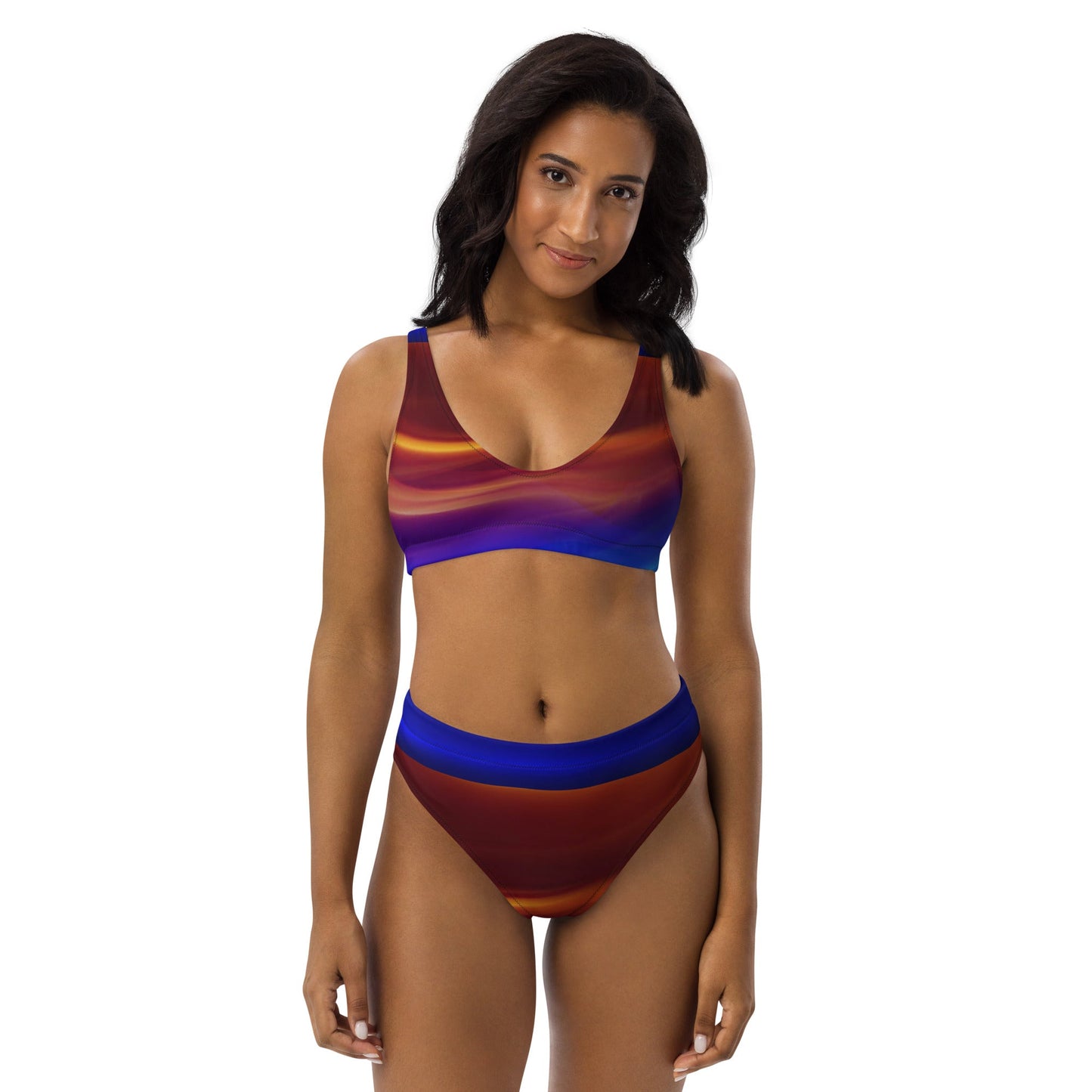 Women's high - waisted bikini, Brown Blue Purple Bodysuit, Outfit, Swimsuit for Women Vacation Beachwear Cruise Swimsuit, Bikini, Gift Bathing Suit - PratSN