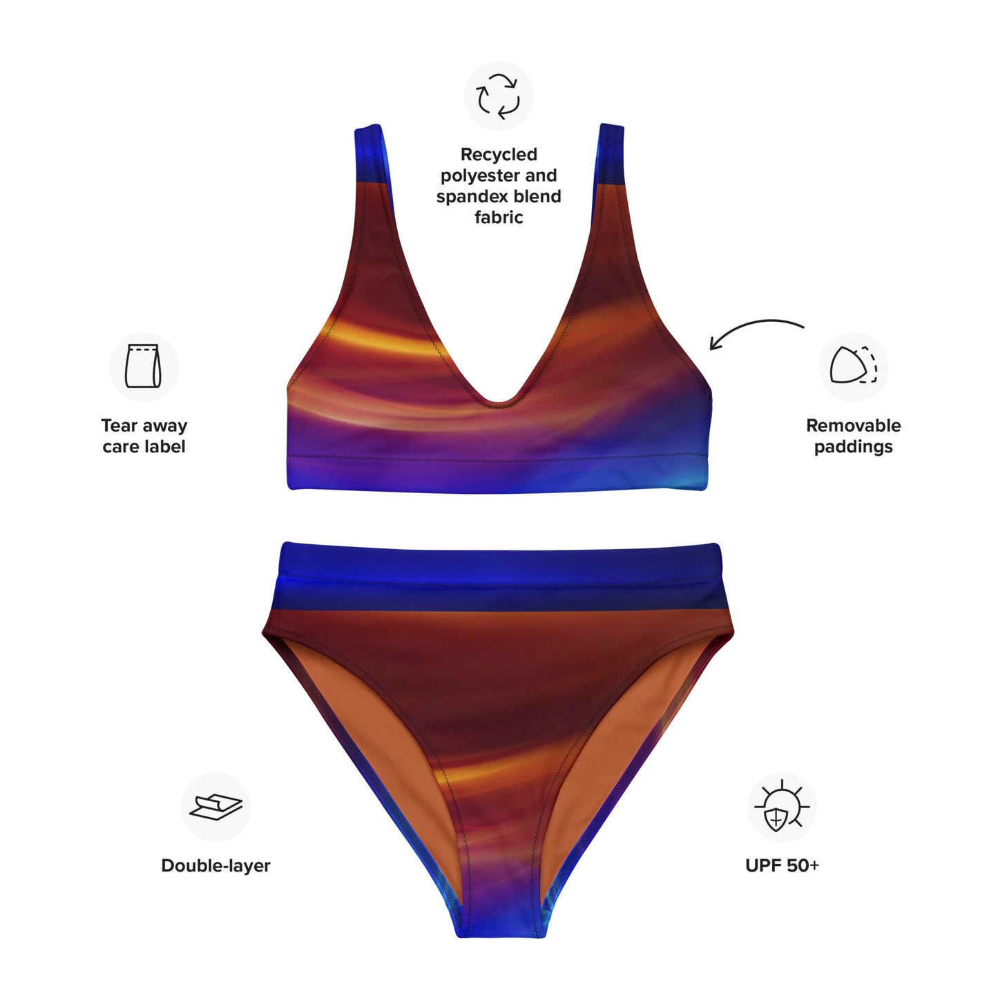 Women's high - waisted bikini, Brown Blue Purple Bodysuit, Outfit, Swimsuit for Women Vacation Beachwear Cruise Swimsuit, Bikini, Gift Bathing Suit - PratSN