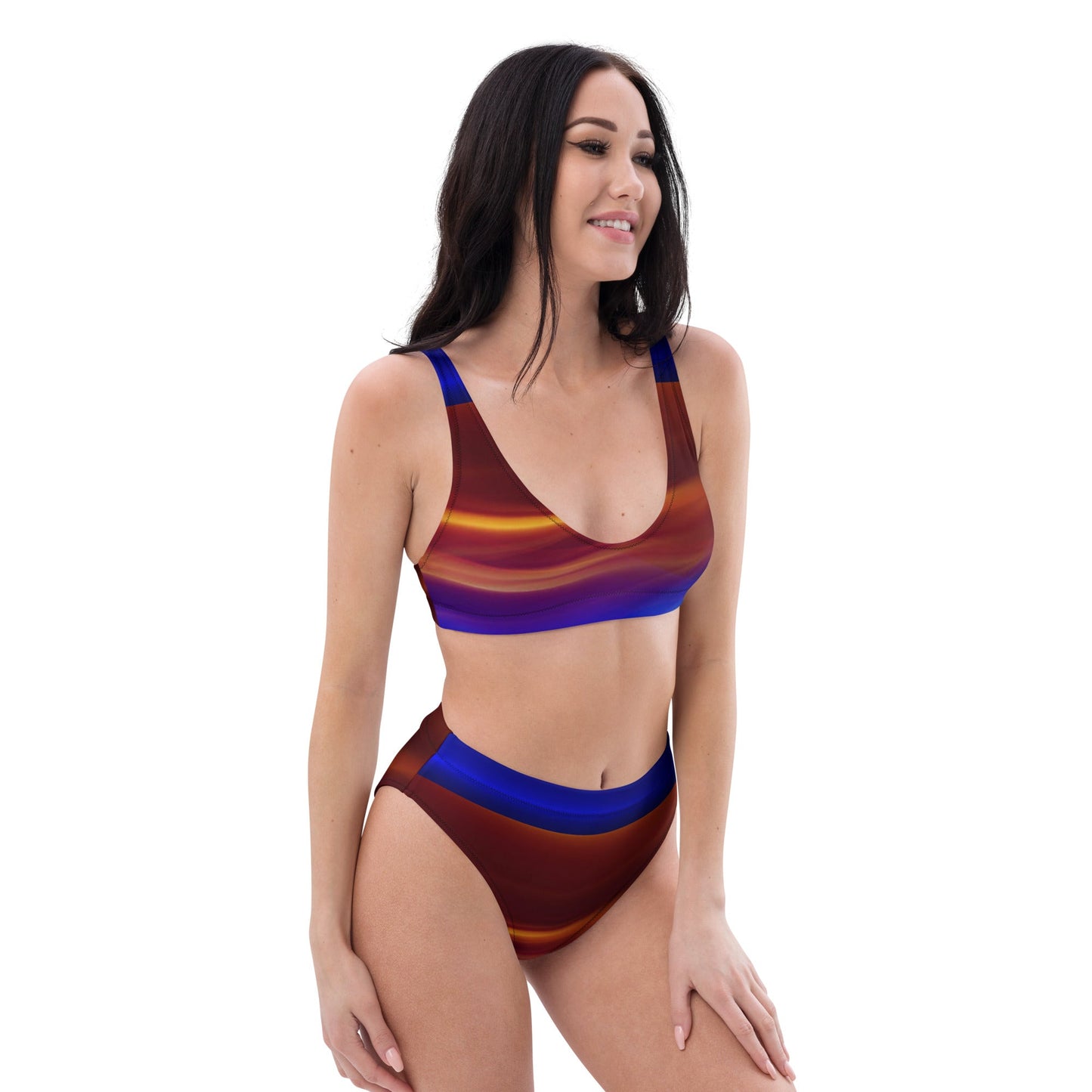 Women's high - waisted bikini, Brown Blue Purple Bodysuit, Outfit, Swimsuit for Women Vacation Beachwear Cruise Swimsuit, Bikini, Gift Bathing Suit - PratSN