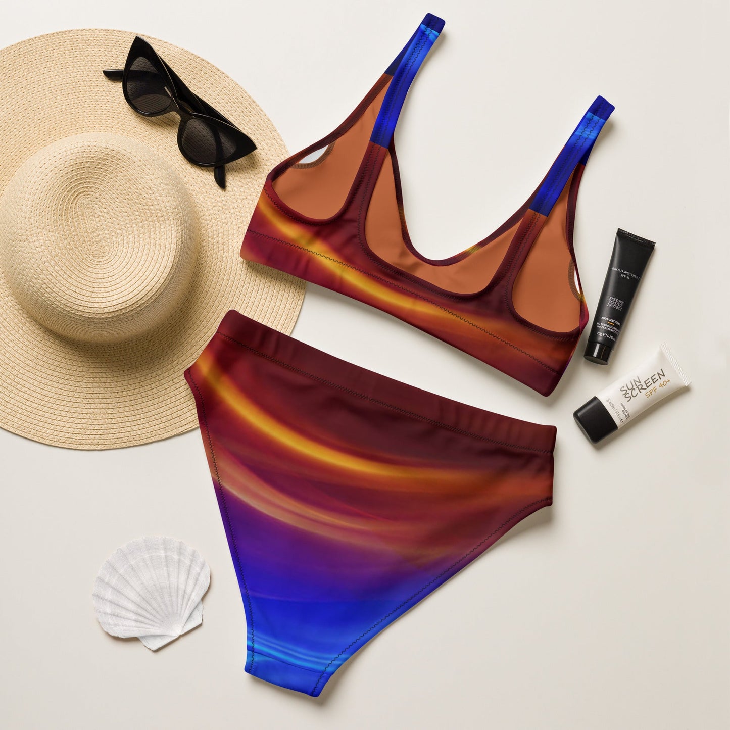 Women's high - waisted bikini, Brown Blue Purple Bodysuit, Outfit, Swimsuit for Women Vacation Beachwear Cruise Swimsuit, Bikini, Gift Bathing Suit - PratSN