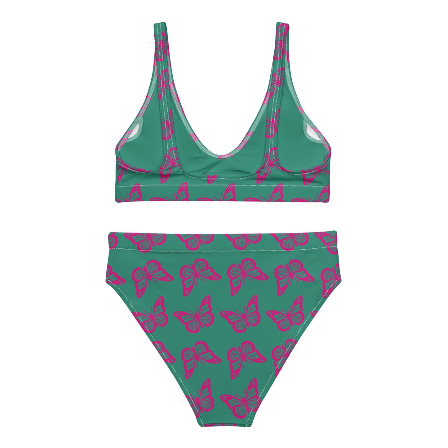 Women's high - waisted bikini, Butterfly Pattern, Elf Green Violet Red Two Piece Swimsuits Tummy control bathing Suit - PratSN