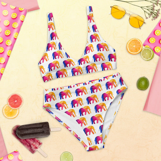 Women's high - waisted bikini | Elephant Pnk White Bikini Bottoms - PratSN