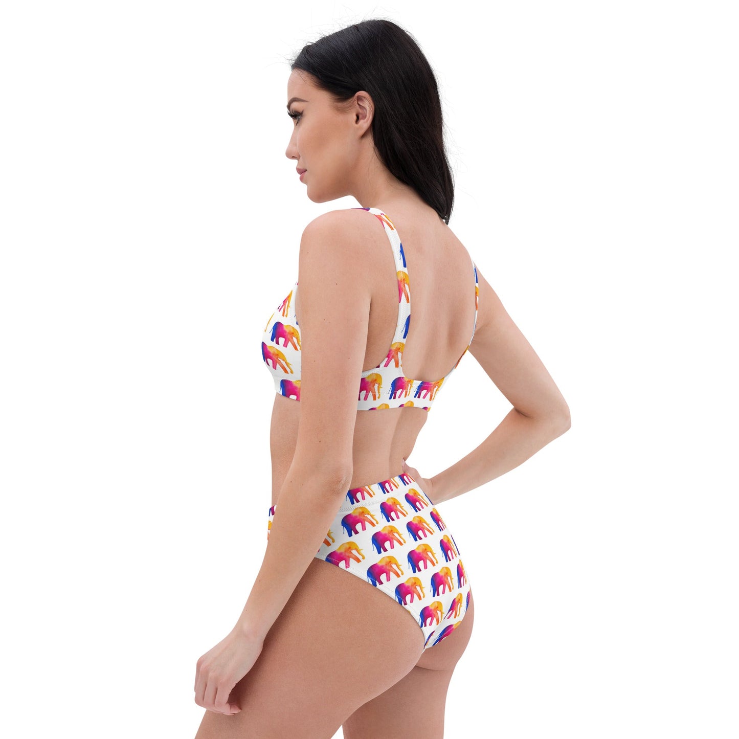 Women's high - waisted bikini | Elephant Pnk White Bikini Bottoms - PratSN