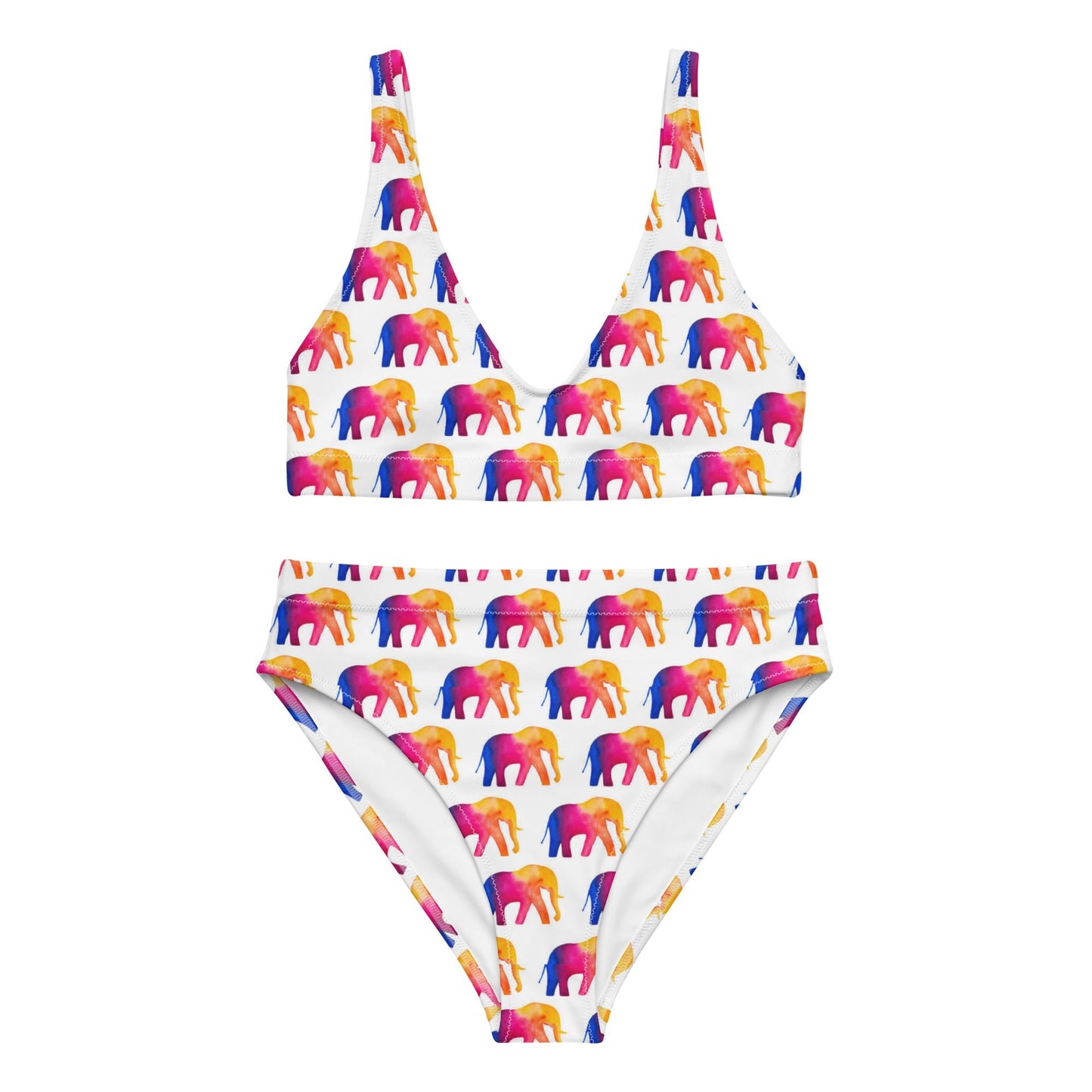 Women's high - waisted bikini | Elephant Pnk White Bikini Bottoms - PratSN