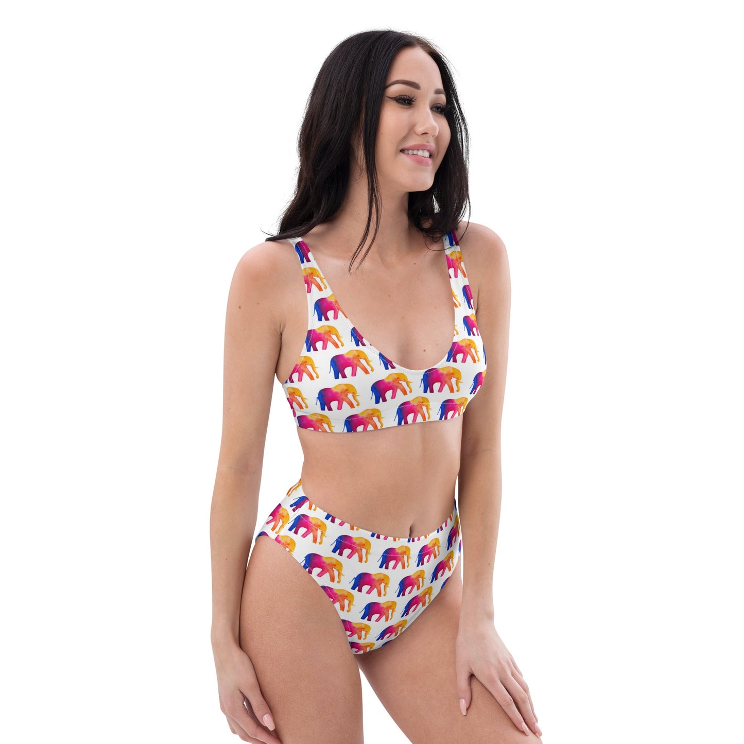 Women's high - waisted bikini | Elephant Pnk White Bikini Bottoms - PratSN