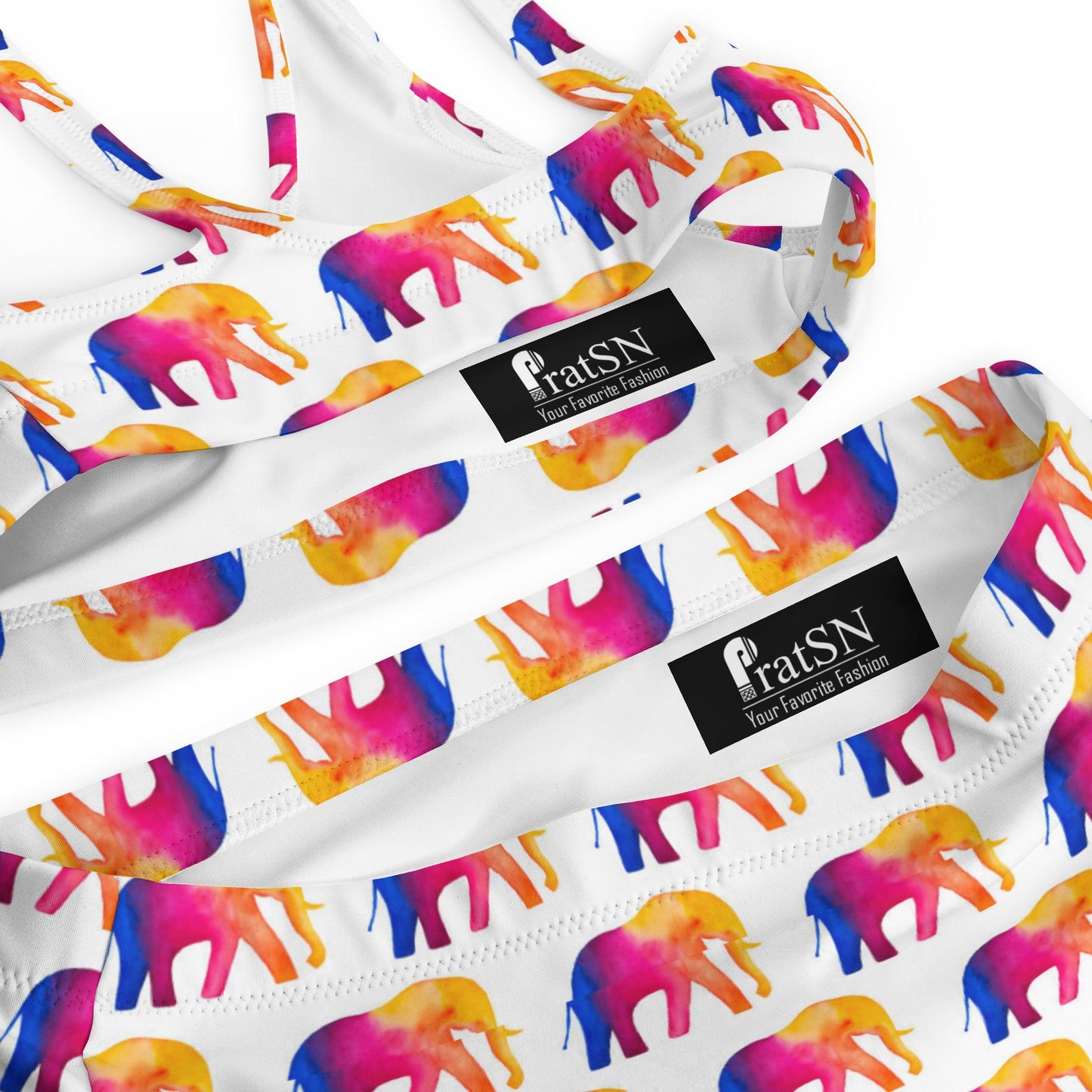 Women's high - waisted bikini | Elephant Pnk White Bikini Bottoms - PratSN