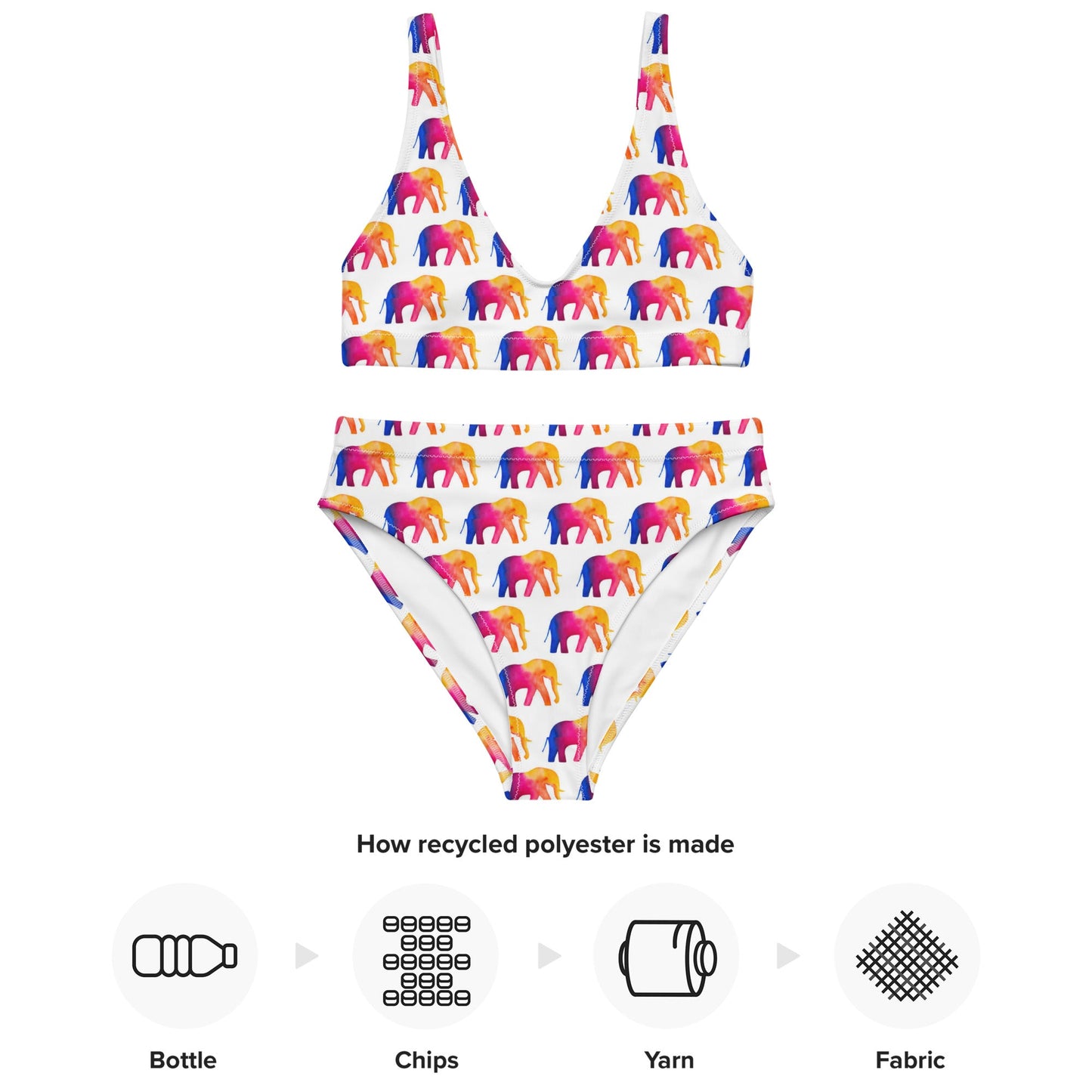 Women's high - waisted bikini | Elephant Pnk White Bikini Bottoms - PratSN