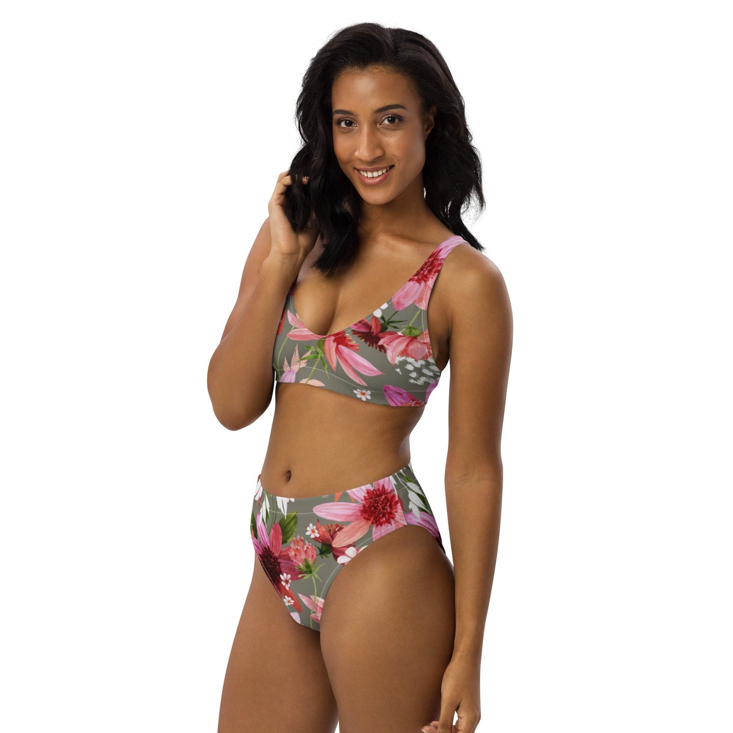 Women's high - waisted bikini Floral Two Piece Bikini, Swimsuit for Women Vacation Beachwear Cruise Swimsuit, Bikini, Gift Bathing Suit - PratSN