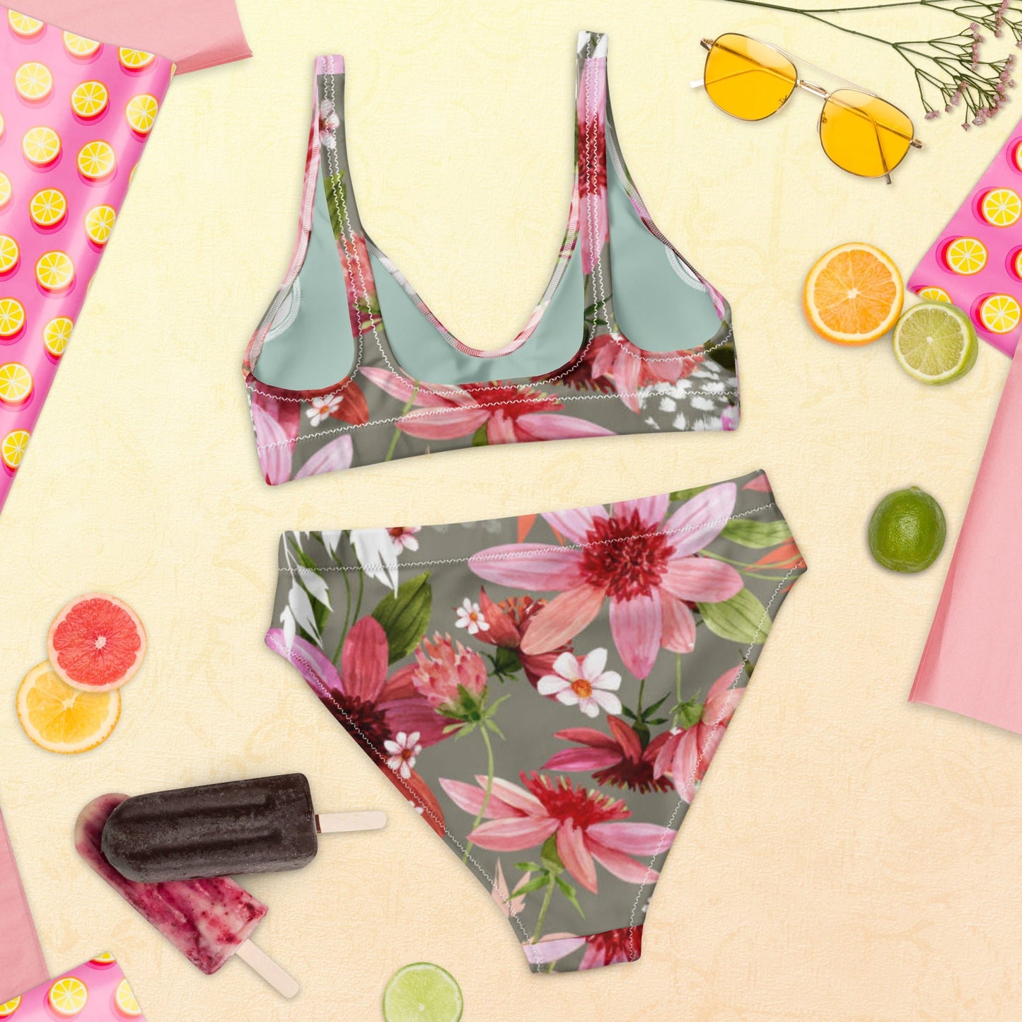 Women's high - waisted bikini Floral Two Piece Bikini, Swimsuit for Women Vacation Beachwear Cruise Swimsuit, Bikini, Gift Bathing Suit - PratSN