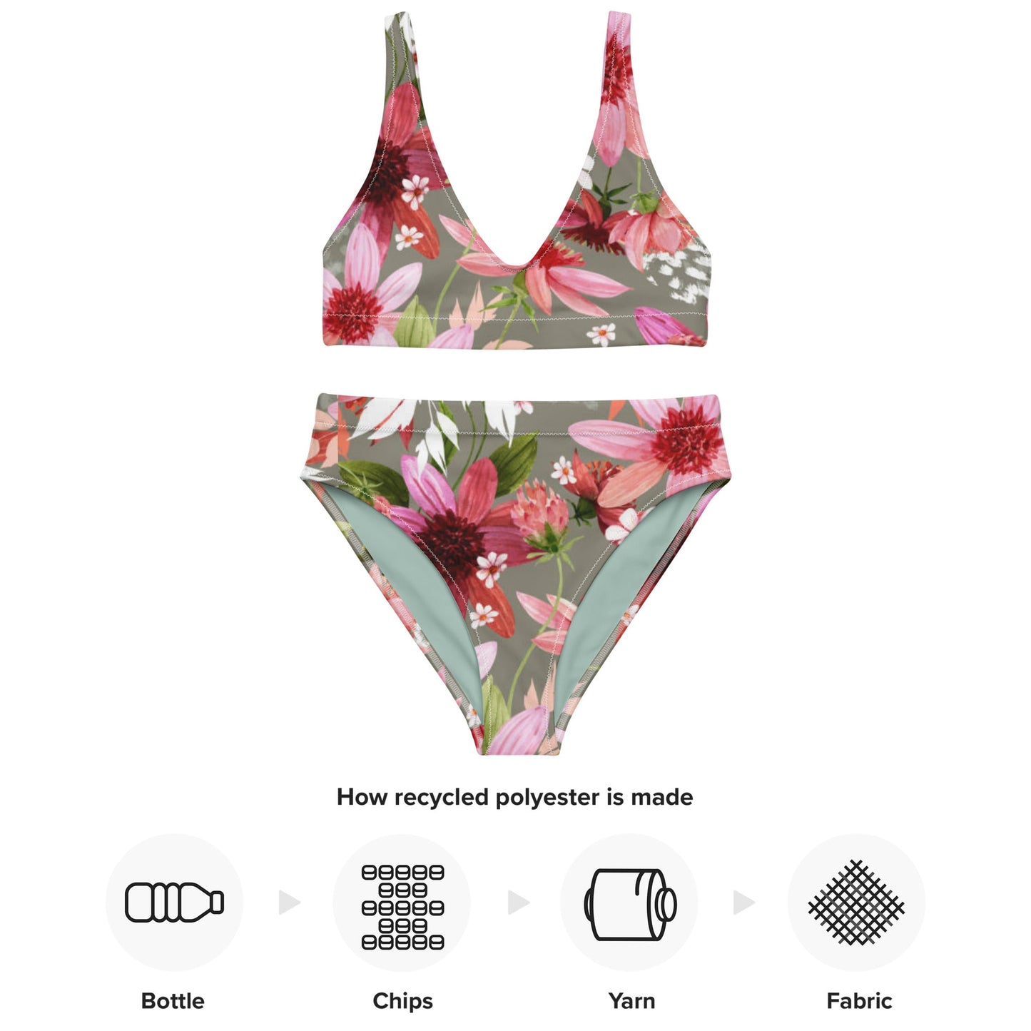 Women's high - waisted bikini Floral Two Piece Bikini, Swimsuit for Women Vacation Beachwear Cruise Swimsuit, Bikini, Gift Bathing Suit - PratSN