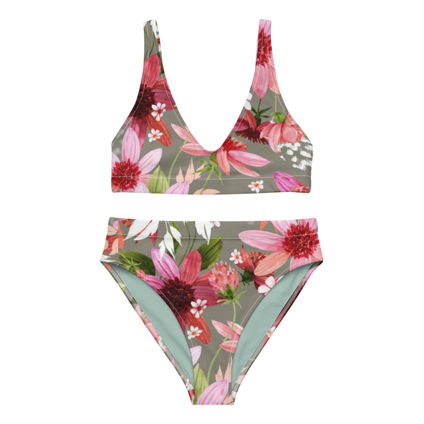 Women's high - waisted bikini Floral Two Piece Bikini, Swimsuit for Women Vacation Beachwear Cruise Swimsuit, Bikini, Gift Bathing Suit - PratSN