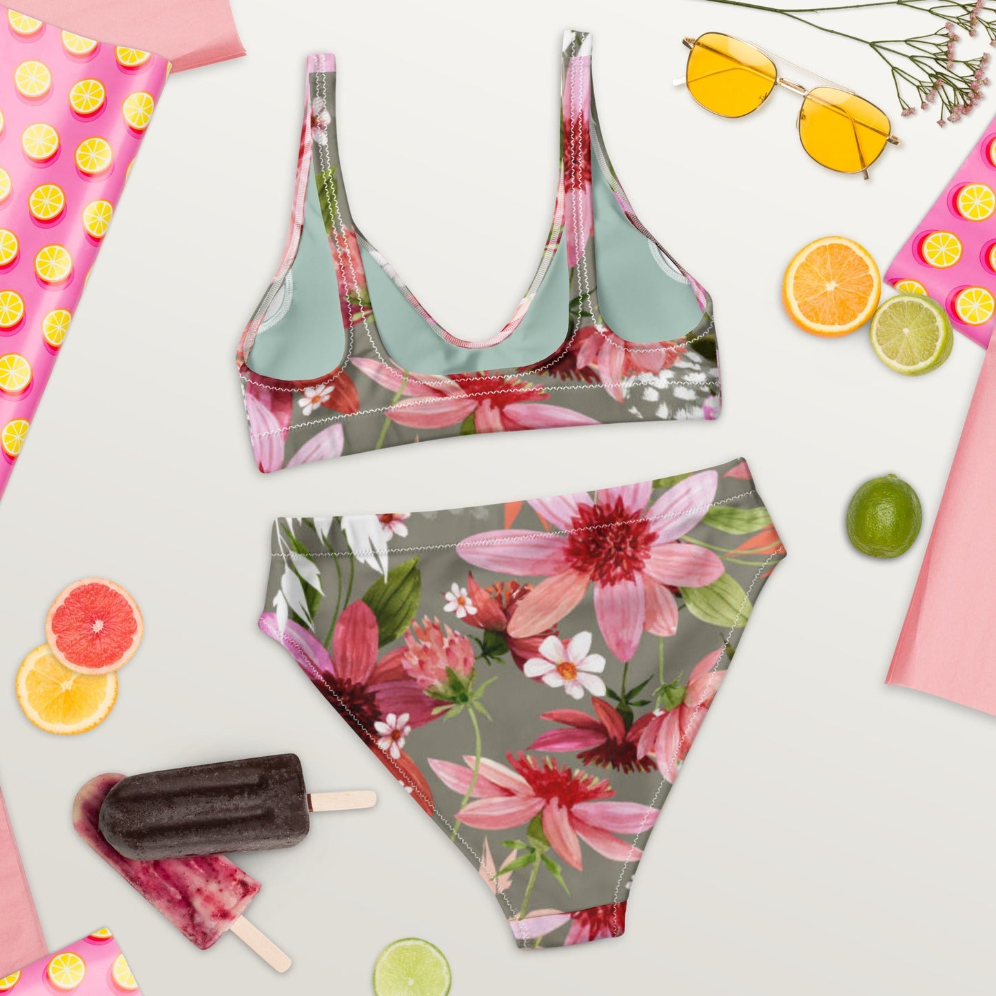 Women's high - waisted bikini Floral Two Piece Bikini, Swimsuit for Women Vacation Beachwear Cruise Swimsuit, Bikini, Gift Bathing Suit - PratSN