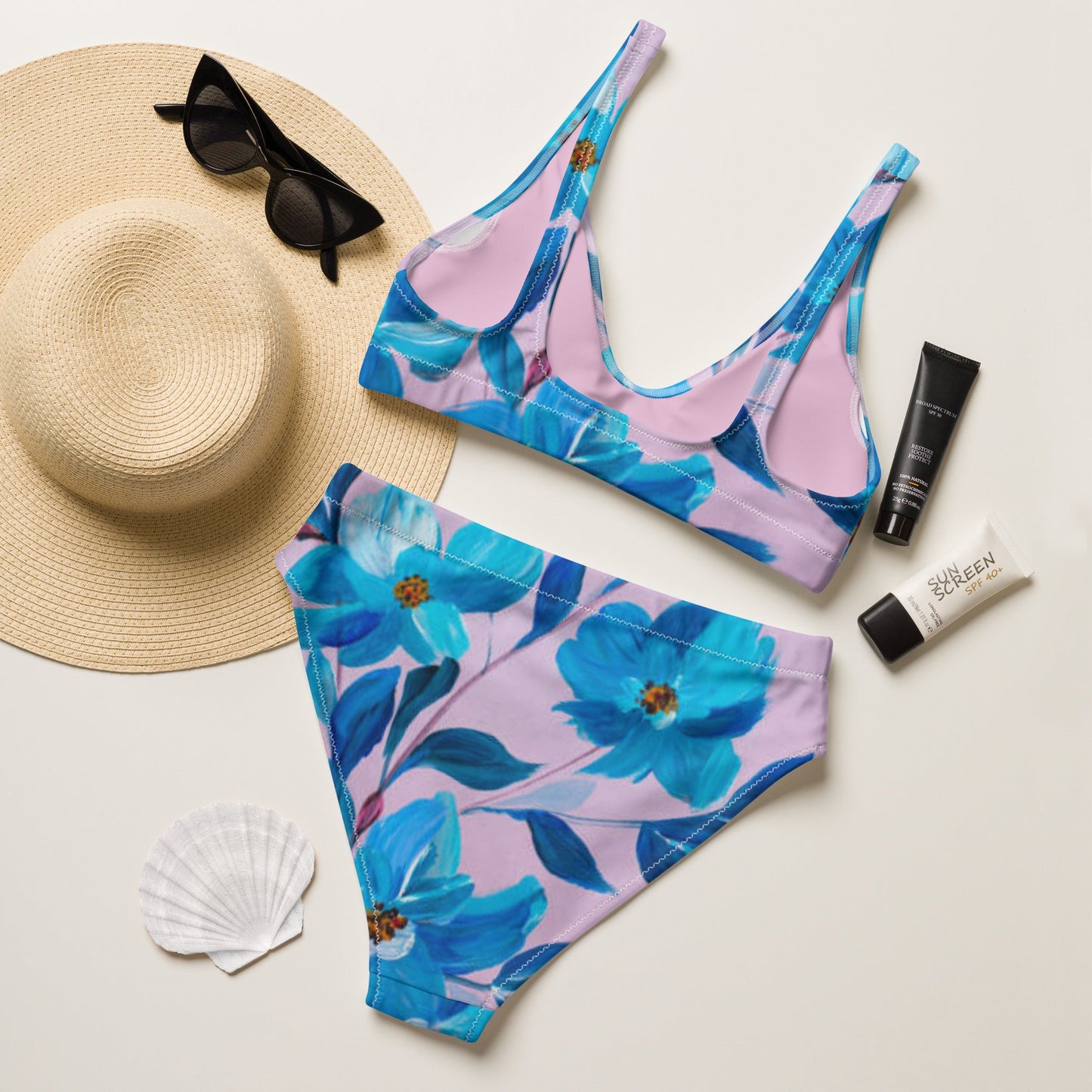 women's high - waisted bikini, Floral Two Piece Bikini, Swimsuit for Women Vacation Beachwear Cruise Swimsuit, Bikini, Gift Bathing Suit - PratSN