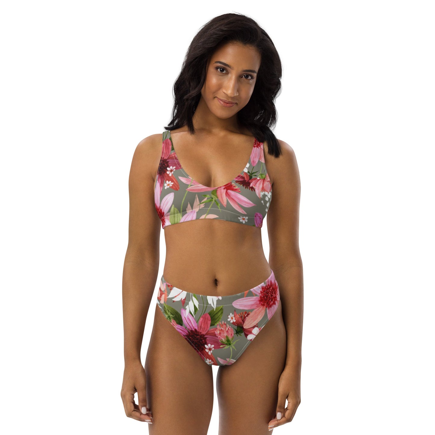 Women's high - waisted bikini Floral Two Piece Bikini, Swimsuit for Women Vacation Beachwear Cruise Swimsuit, Bikini, Gift Bathing Suit - PratSN
